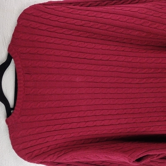 Consensus Sportswear Burgundy Cable Knit  Crewneck Long Sleeve Pullover Sweater - Picture 7 of 10